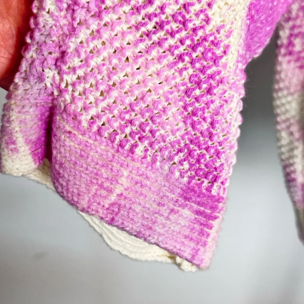 NWOT Chico’s linen cotton‎ blend knit Women's Purple/Cream Sweater size M 8-10